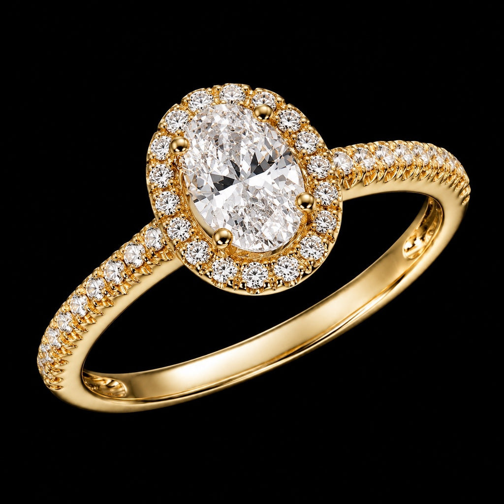 2CT Oval Moissanite Halo Ring