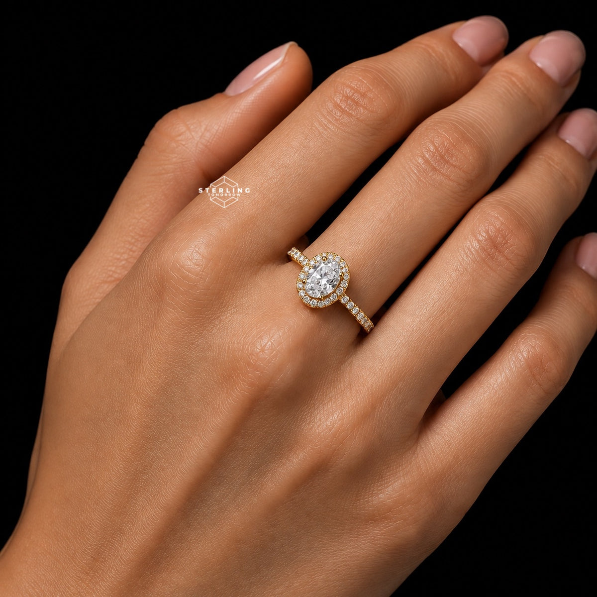 2CT Oval Moissanite Halo Ring