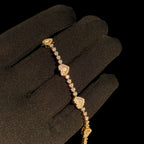 Gold Moissanite Tennis Bracelet 925 Silver Baguette Heart Bracelet Gift for Her