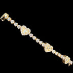 Gold Moissanite Tennis Bracelet 925 Silver Baguette Heart Bracelet Gift for Her