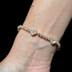 Gold Moissanite Tennis Bracelet 925 Silver Baguette Heart Bracelet Gift for Her