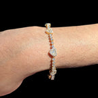 Gold Moissanite Tennis Bracelet 925 Silver Baguette Heart Bracelet Gift for Her