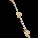 Gold Moissanite Tennis Bracelet 925 Silver Baguette Heart Bracelet Gift for Her