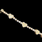 Gold Moissanite Tennis Bracelet 925 Silver Baguette Heart Bracelet Gift for Her