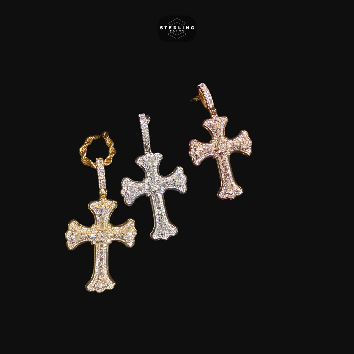 Moissanite Gothic Cross Pendant