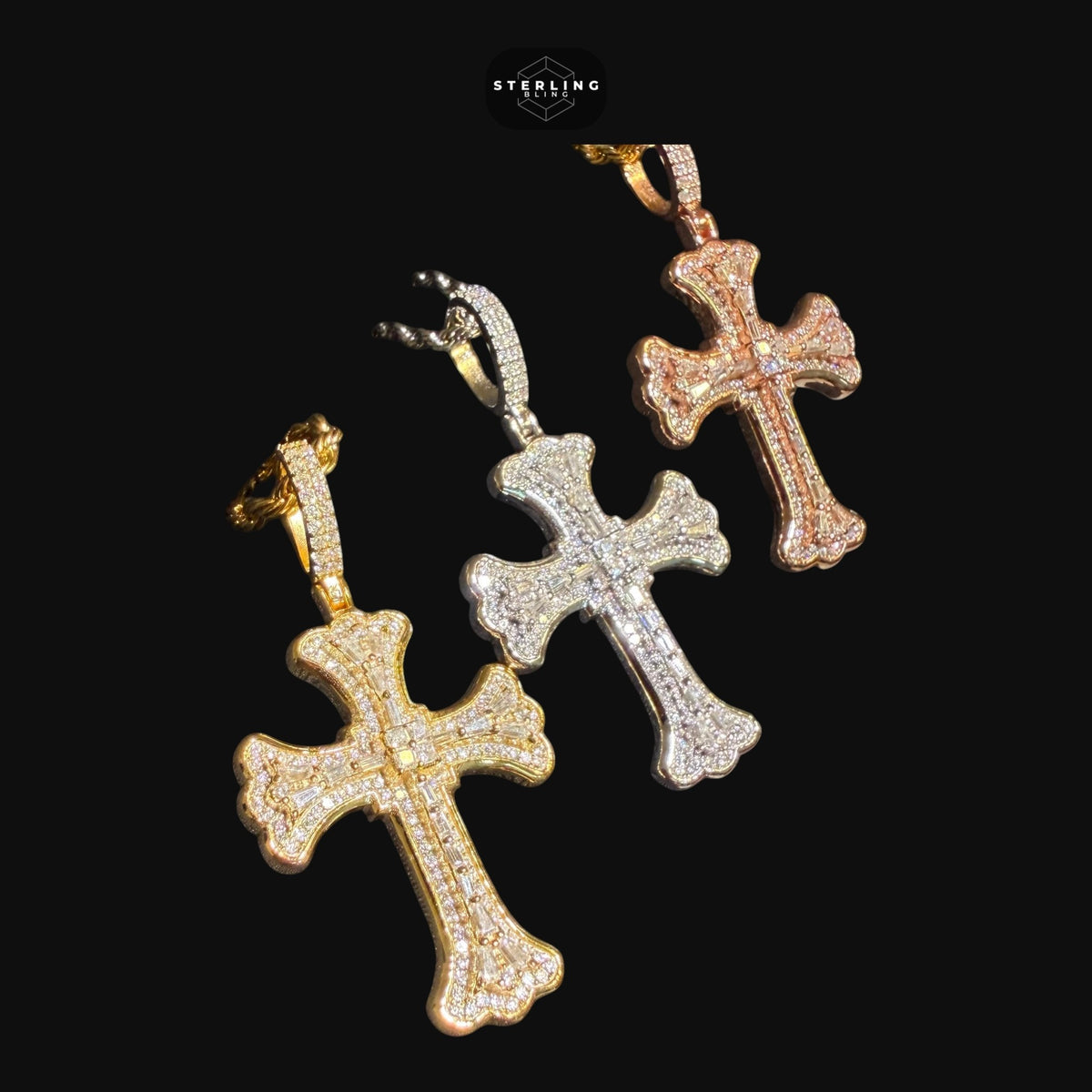 Moissanite Gothic Cross Pendant