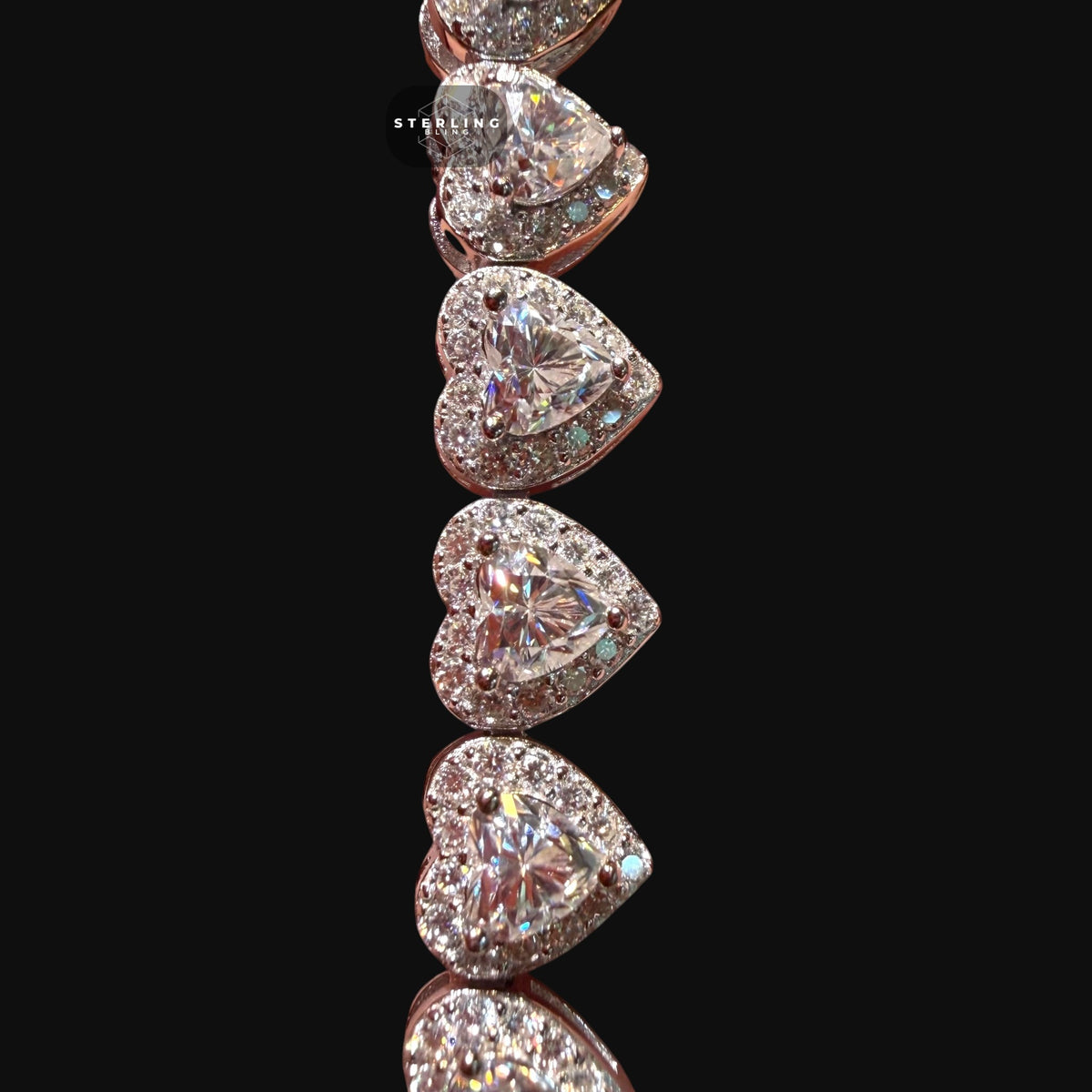 Moissanite Heart Bracelet 7mm 7"