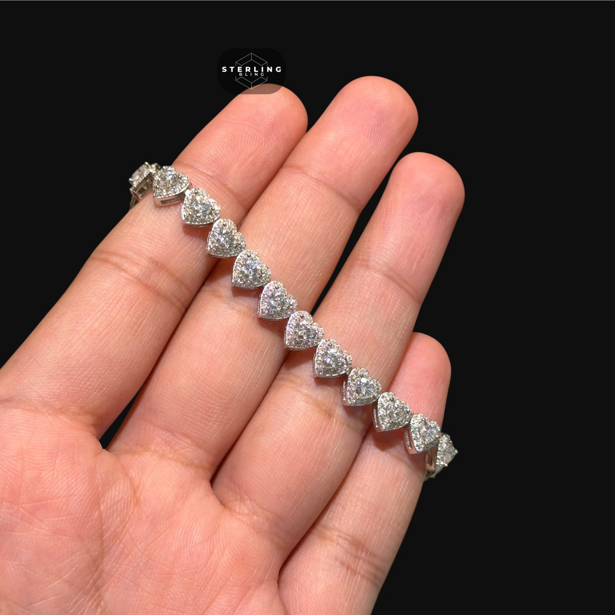 Moissanite Heart Bracelet 7mm 7"