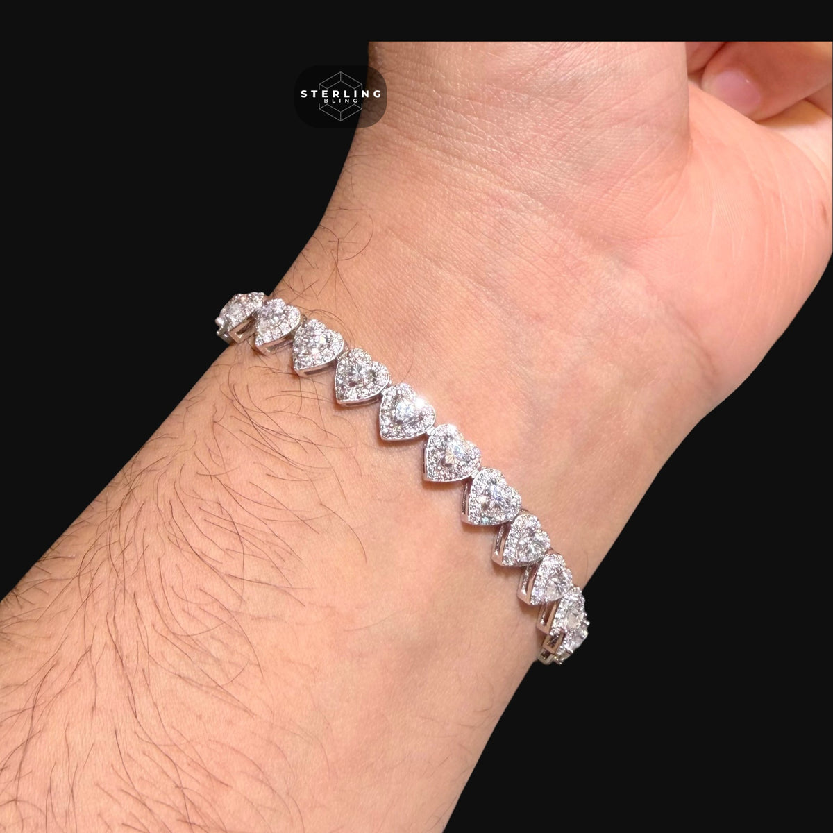 Moissanite Heart Bracelet 7mm 7"