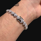 Moissanite Heart Bracelet 7mm 7"