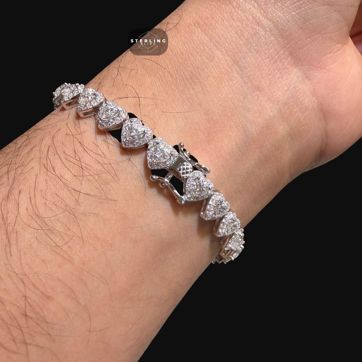 Moissanite Heart Bracelet 7mm 7"