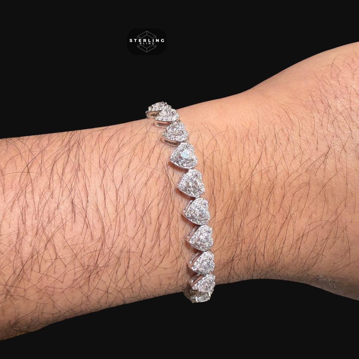 Moissanite Heart Bracelet 7mm 7"