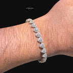 Moissanite Heart Bracelet 7mm 7"