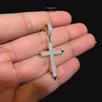 Moissanite Gold Two Tone Pointed Cross Pendant