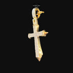 Moissanite Gold Two Tone Pointed Cross Pendant