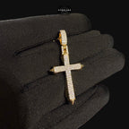 Moissanite Gold Two Tone Pointed Cross Pendant