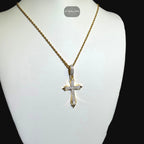 Moissanite Gold Two Tone Pointed Cross Pendant