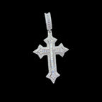Moissanite Iced Out Baguette Cross Pendant, 925 Sterling Silver Cross Necklace, VVS1 D Color Moissanite, Hip Hop Religious Jewelry, GRA Certified