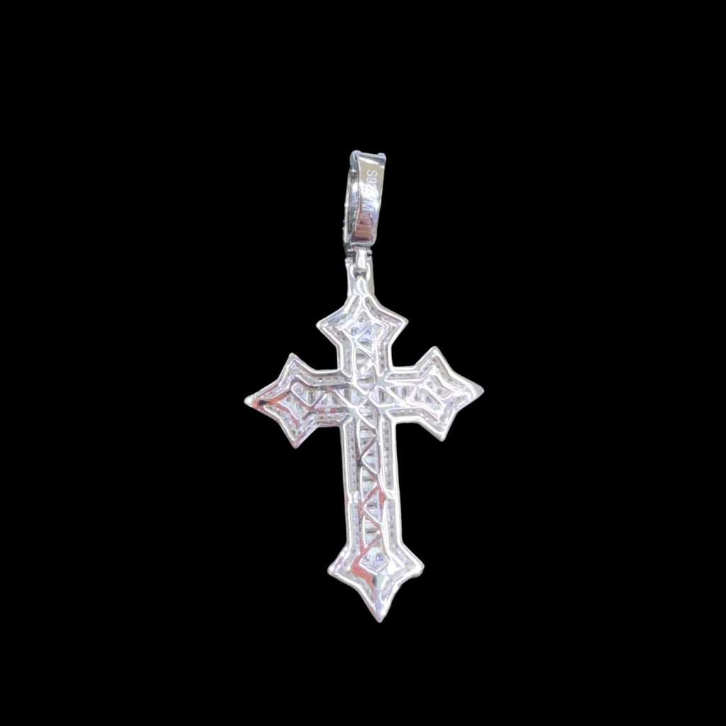 Moissanite Iced Out Baguette Cross Pendant, 925 Sterling Silver Cross Necklace, VVS1 D Color Moissanite, Hip Hop Religious Jewelry, GRA Certified