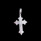 Moissanite Iced Out Baguette Cross Pendant, 925 Sterling Silver Cross Necklace, VVS1 D Color Moissanite, Hip Hop Religious Jewelry, GRA Certified