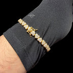 Moissanite Heart Bracelet, 925 Sterling Silver Gold Heart Tennis Bracelet 7"