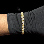 Moissanite Heart Bracelet, 925 Sterling Silver Gold Heart Tennis Bracelet 7"
