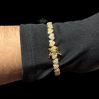 Moissanite Heart Bracelet, 925 Sterling Silver Gold Heart Tennis Bracelet 7"