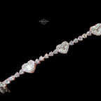Moissanite Heart Tennis Bracelet, 925 Sterling Silver Baguette Heart Halo Bracelet