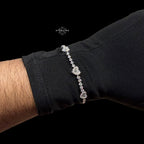 Moissanite Heart Tennis Bracelet, 925 Sterling Silver Baguette Heart Halo Bracelet