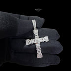 Moissanite Money Cross Pendant 925 Sterling Silver, Iced Out 100 Dollar Sign Cross Necklace,