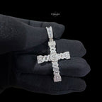 Moissanite Money Cross Pendant 925 Sterling Silver, Iced Out 100 Dollar Sign Cross Necklace,