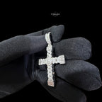 Moissanite Money Cross Pendant 925 Sterling Silver, Iced Out 100 Dollar Sign Cross Necklace,