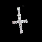 Moissanite Money Cross Pendant 925 Sterling Silver, Iced Out 100 Dollar Sign Cross Necklace,