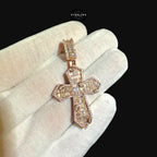 Moissanite Rose Gold Marquis Baguette Cross Pendant