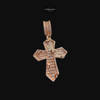 Moissanite Rose Gold Marquis Baguette Cross Pendant