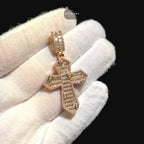 Moissanite Rose Gold Marquis Baguette Cross Pendant