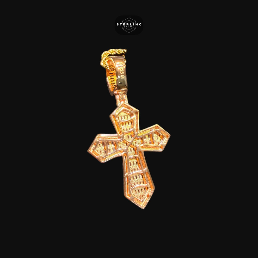Moissanite Rose Gold Marquis Baguette Cross Pendant