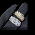 Mens Princess Cut Moissanite Engagement Ring, 925 Sterling Silver Wedding Band