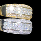 Mens Princess Cut Moissanite Engagement Ring, 925 Sterling Silver Wedding Band
