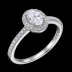 Oval Halo 1.9 CTW Moissanite Ladies Engagement Ring 925 Sterling Silver