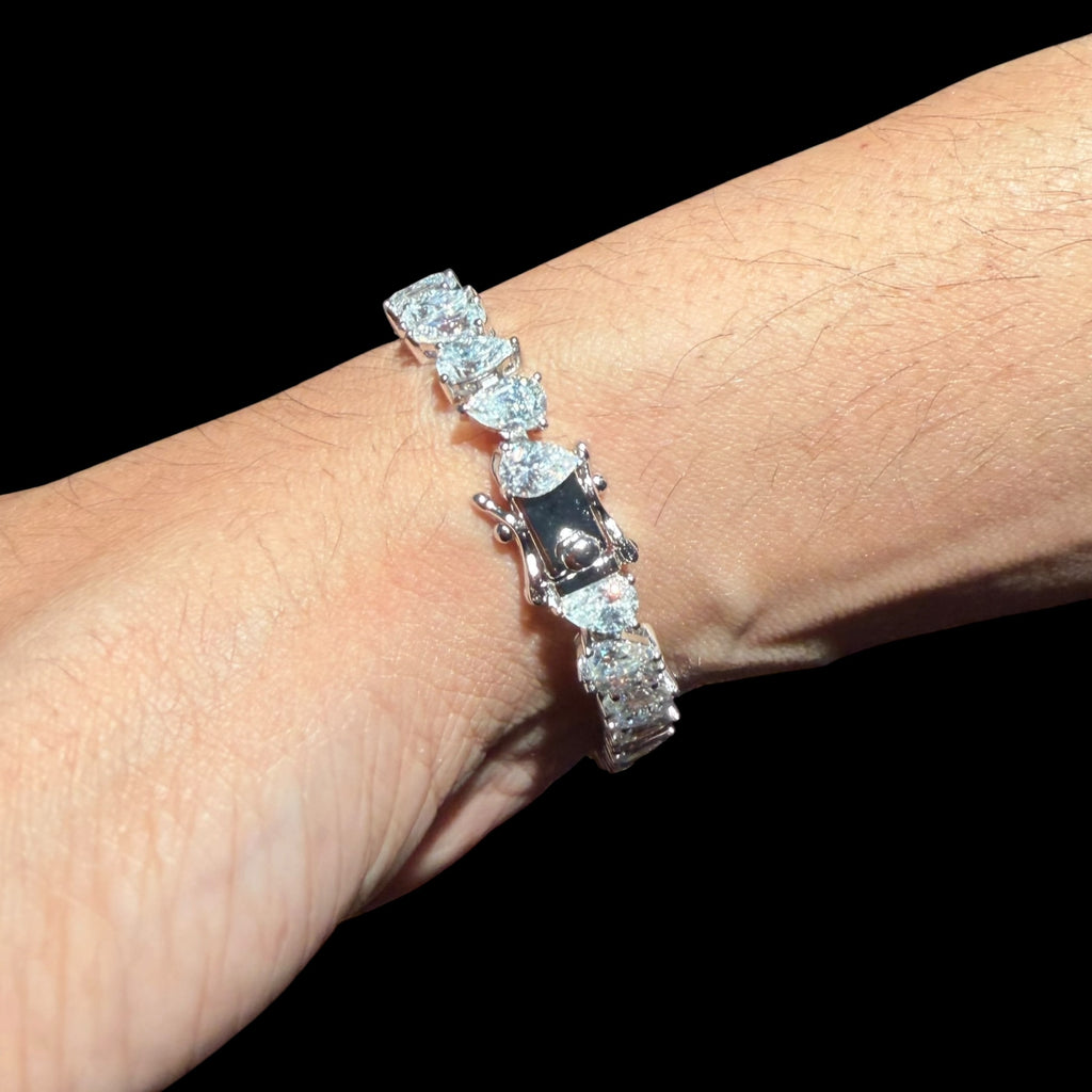Moissanite Pear Tennis Bracelet 925 Sterling Silver Teardrop 7"