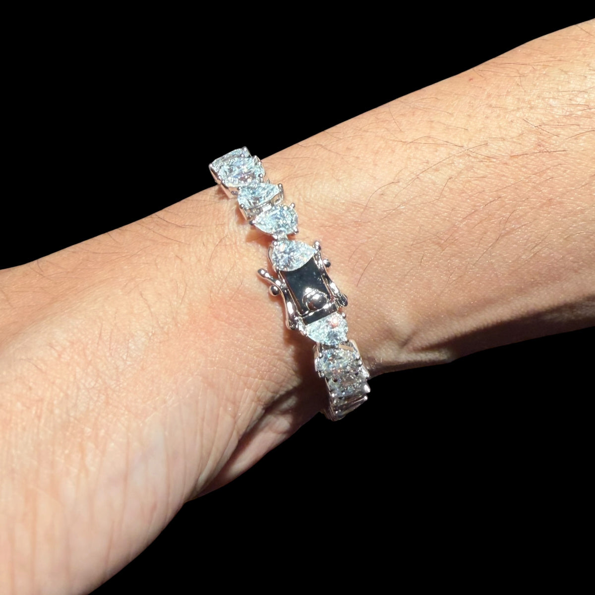 Moissanite Pear Tennis Bracelet 925 Sterling Silver Teardrop 7"