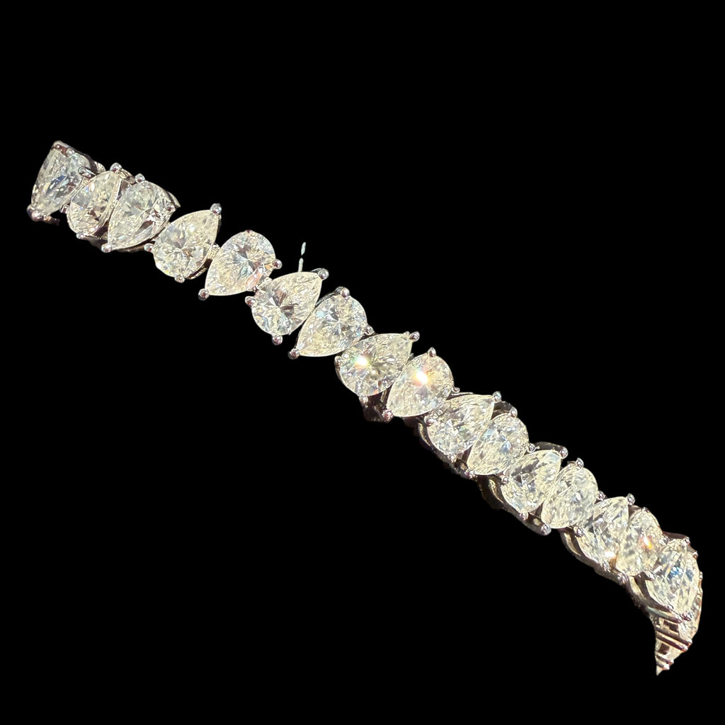Moissanite Pear Tennis Bracelet 925 Sterling Silver Teardrop 7"