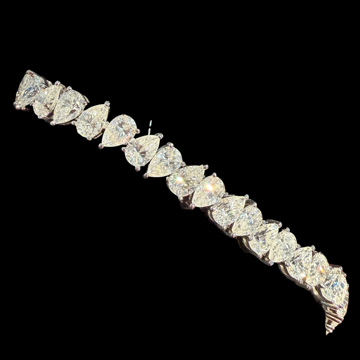 Moissanite Pear Tennis Bracelet 925 Sterling Silver Teardrop 7"