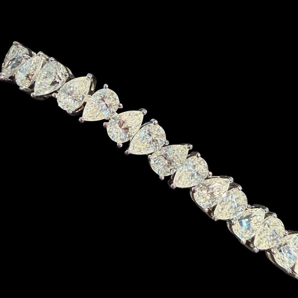 Moissanite Pear Tennis Bracelet 925 Sterling Silver Teardrop 7"
