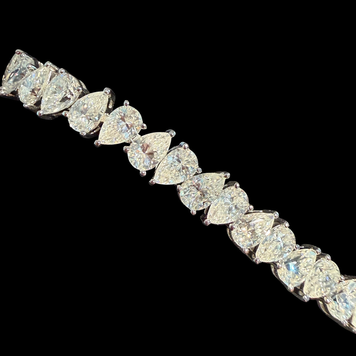 Moissanite Pear Tennis Bracelet 925 Sterling Silver Teardrop 7"
