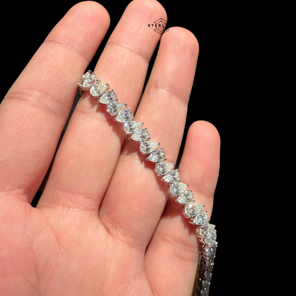 Moissanite Pear Tennis Bracelet 925 Sterling Silver Teardrop 7"