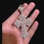 Moissanite Big Pointer Rose Gold Cross Pendant