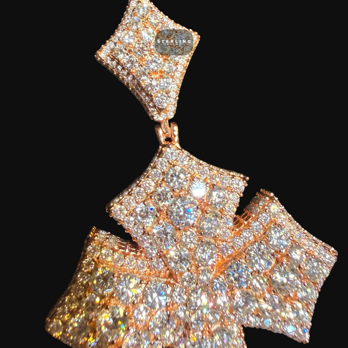 Moissanite Big Pointer Rose Gold Cross Pendant