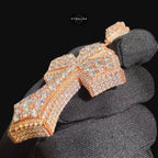 Moissanite Big Pointer Rose Gold Cross Pendant